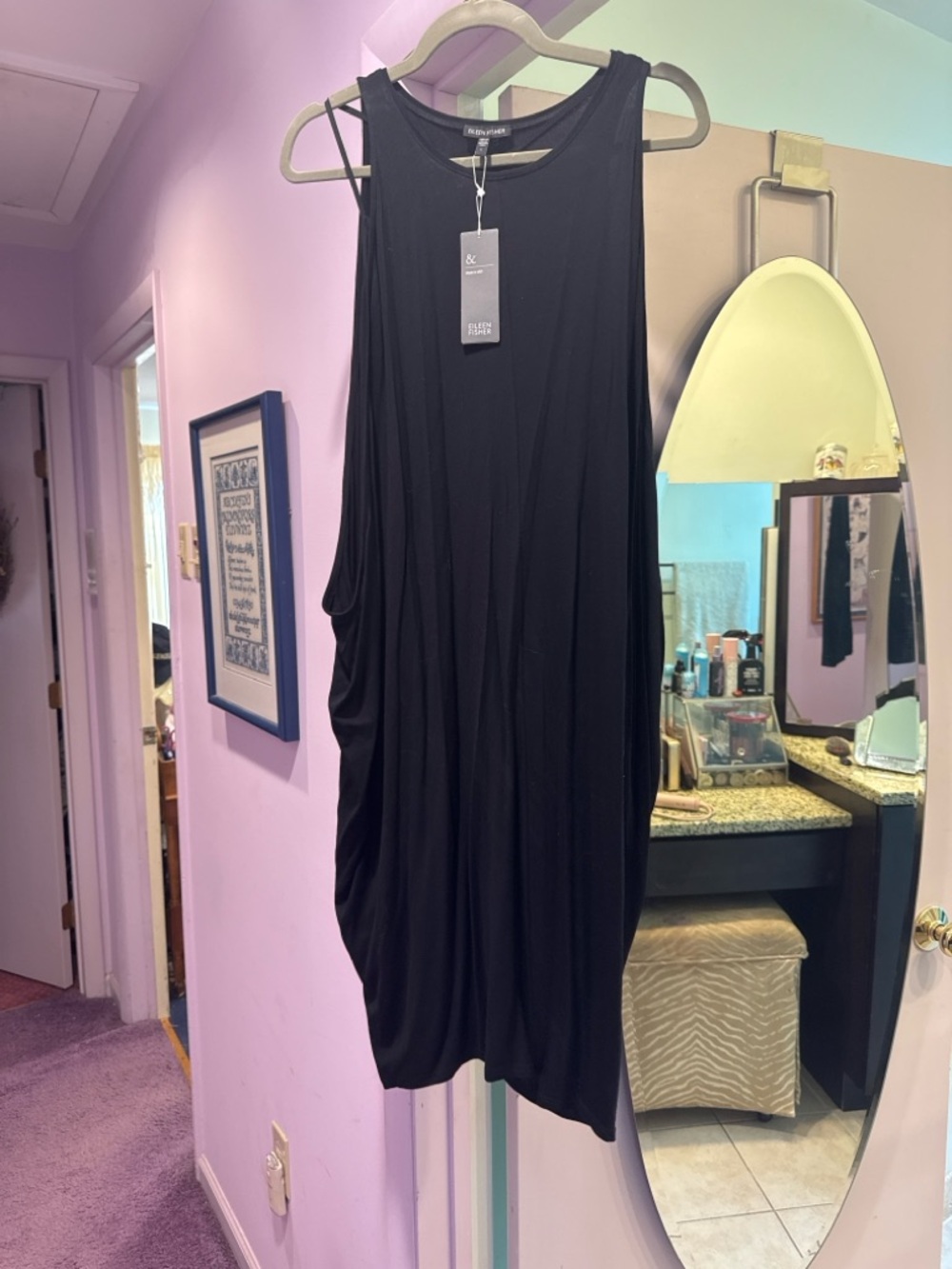 NWT! Eileen Fisher Size L Black Sleeveless Dress